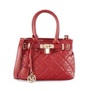 Badgley Mischka Red and Gold Quilted Satchel